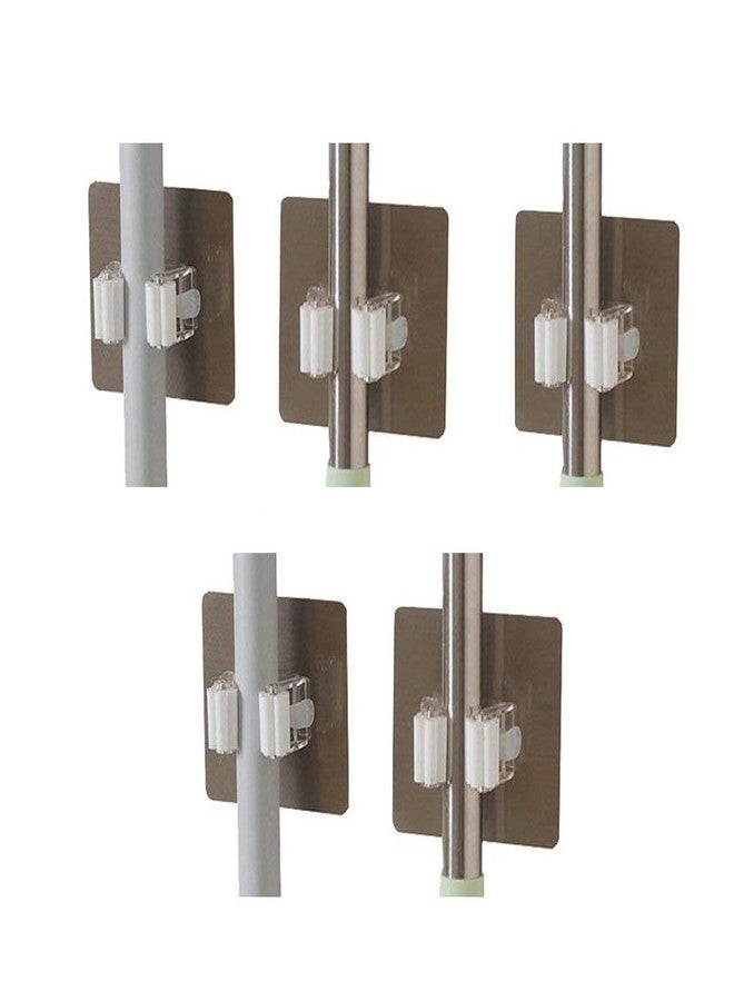HEBEZON Broom,Mop and Other Cleaning Supply Holder.Gripper Holds Self Adhesive Reusable No Drilling Super Anti-Slip, Wall Mounted Storage Rack & Organization for Your Home, Kitchen and Wardrobe. (5)